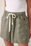 Panelled Pull On Short, KHAKI LINEN - alternate image 4