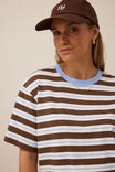 Stevie Slouchy Tee, COCOA SKY BLUE STRIPE - alternate image 4