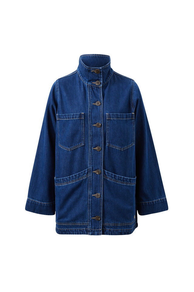 Tilda Funnel Neck Shacket, MIDNIGHT