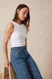 High Neck Rib Singlet, WHITE - alternate image 6