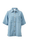 Relaxed Short Sleeve Shirt, VINTAGE BLUE PINSTRIPE - alternate image 2