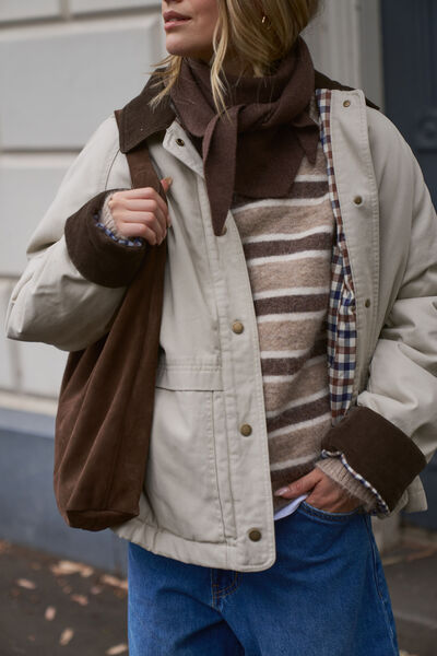 Sully Triangle Knit Scarf, CHOCOLATE