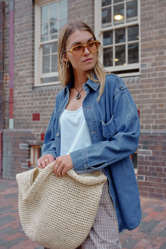 Bobbi Side Pocket Denim Shacket, INDIGO