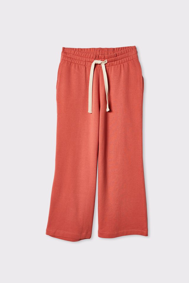 Organic Cropped Wide Leg Trackpant, FADED ROSE