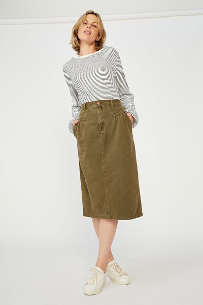 90 S Midi Skirt, SOFT OLIVE