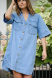 Relaxed Shirt Dress, MID VINTAGE BLUE - alternate image 1