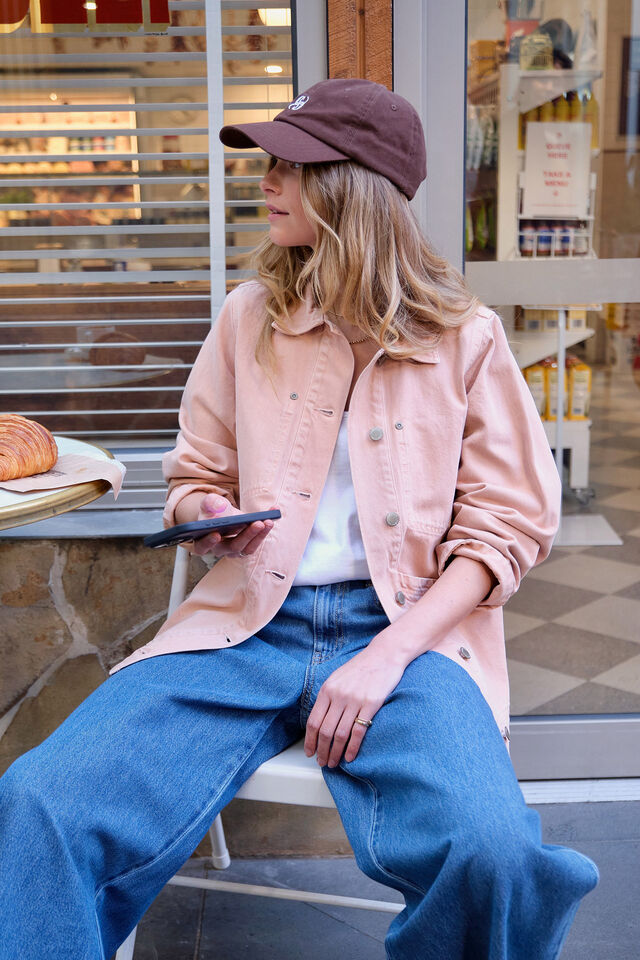 Ava Chore Shacket, WASHED PINK