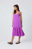 Satin Single Tier Midi Dress With Recycled Fibres, MAGENTA - alternate image 3