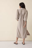 Puff Sleeve Midi Shirt Dress, SUMMER TAUPE LINEN BLEND - alternate image 3