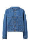 Collarless Denim Jacket, FRESH INDIGO - alternate image 2