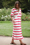 Charlotte Midi Terry Dress, WHITE RED BOLD STRIPE - alternate image 1