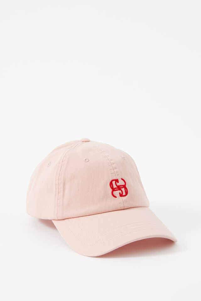 Pip Everyday Cap, CHALK PINK/RED MONOGRAM EMBROIDERY