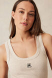 Contour Rib Scoop Tank, OATMEAL/BLACK MONOGRAM EMBROIDERY - alternate image 5