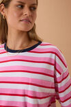 Boa Boxy Pocket Tee, HIBISCUS/HERITAGE RED STRIPE - alternate image 4
