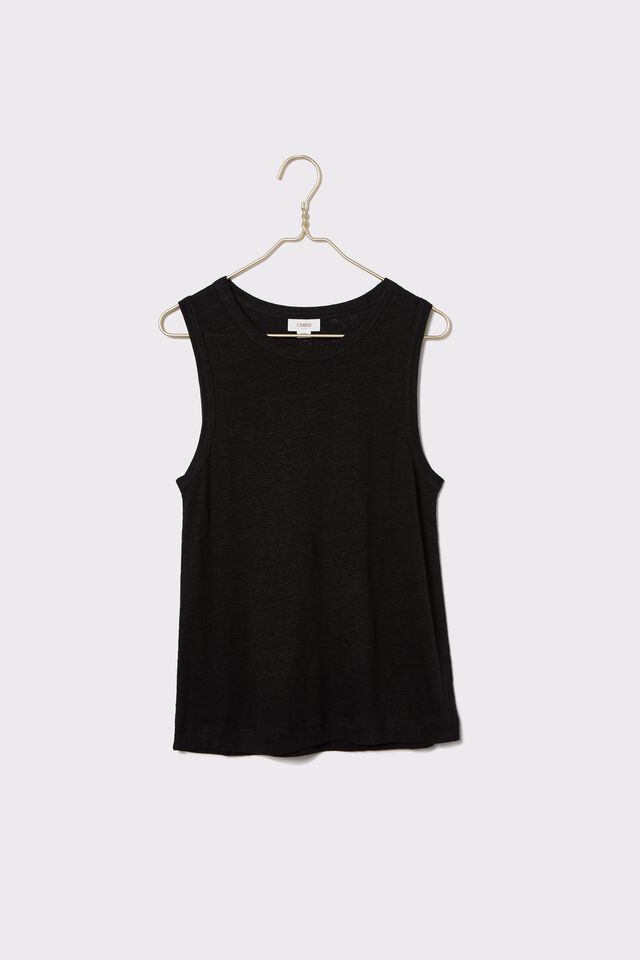 Linen Tank, BLACK