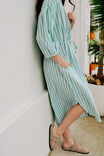 Crinkle Midi Dress, GRASS GREEN WHITE STRIPE - alternate image 3