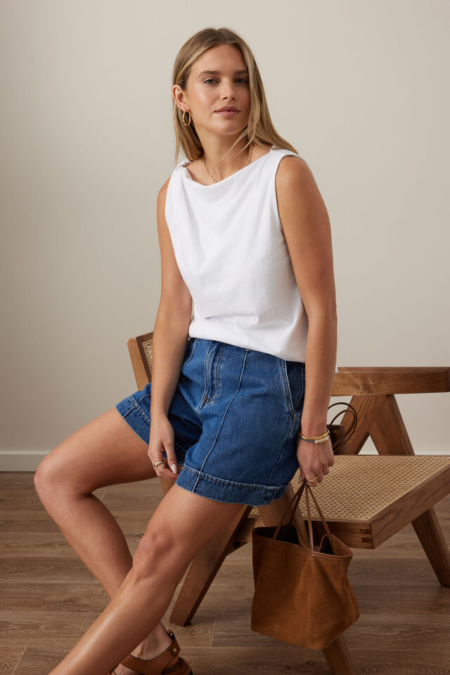 Tahlia Twist Strap Tank, WHITE