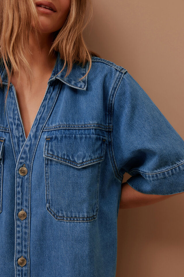 Relaxed Shirt Dress, FRESH INDIGO