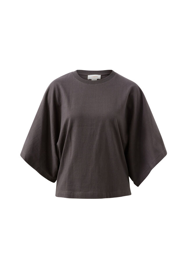 Lucy Relaxed Sleeve Tee, PHANTOM