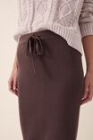 Knit Midi Skirt In Organic Cotton, BITTER CHOCOLATE - alternate image 5
