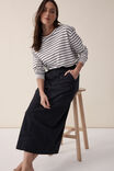 Utility Midi Skirt, BLACK RESCUED FABRIC - alternate image 6