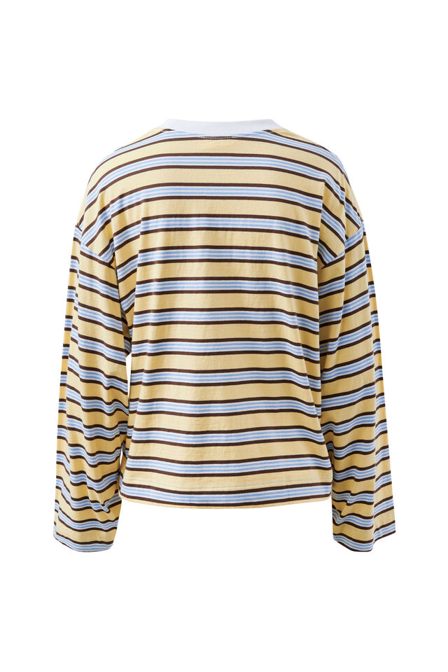 Beau Long Sleeve Slouchy Tee, NEW BUTTER BRUNETTE STRIPE