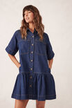 Short Sleeve Tiered Pocket Shirt Dress, MIDNIGHT - alternate image 5