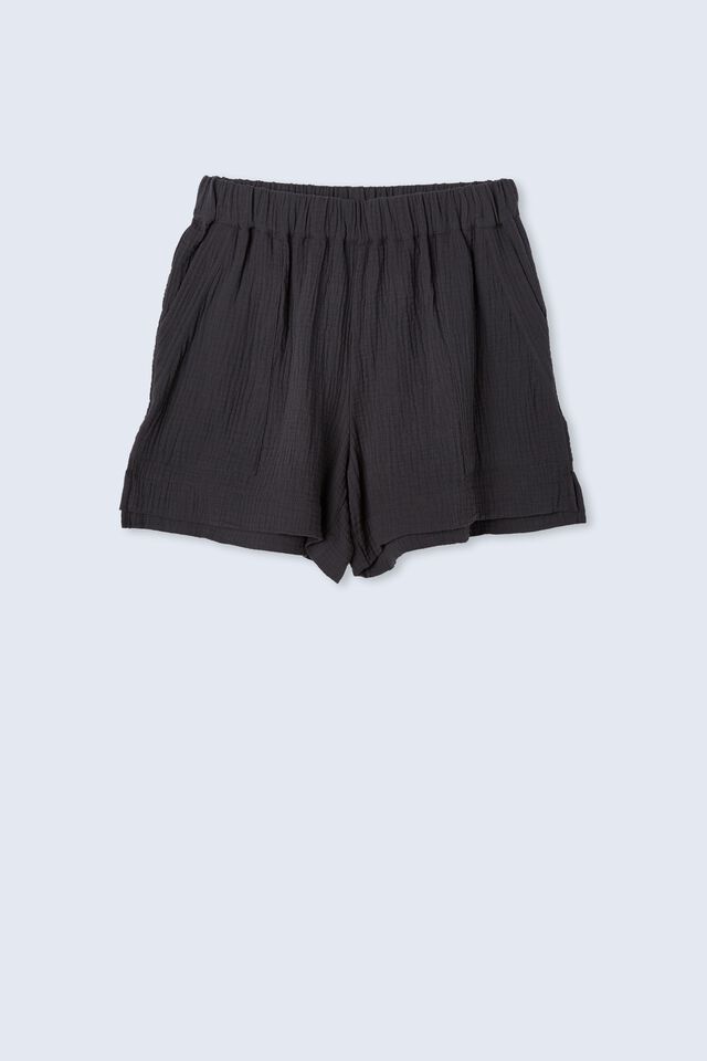 Double Cloth Short In Organic Cotton, SLATE