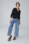 Rib Cardigan In Organic Cotton, BLACK - alternate image 4