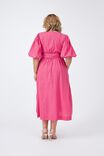 Tie Dress In Organic Cotton Poplin Eh, DEEP PINK - alternate image 4