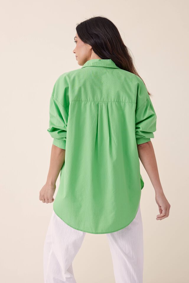 Oversized Poplin Shirt, SPLASH GREEN ORGANIC COTTON