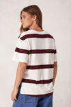 Stevie Slouchy Split Hem Tee, VANILLA/BURGANDY STRIPE - alternate image 3