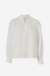 Lace Detail Henley Shirt, WHITE - alternate image 2