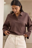 Elke Collared Tie Top, BRUNETTE - example image 5
