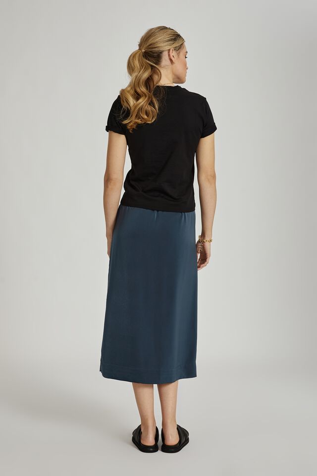 Satin Slip Skirt With Recycled Fibres, SMOKE BLUE