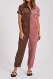 Short Sleeve Jumpsuit In Rescue Cord, PINK COFFEE - alternate image 1
