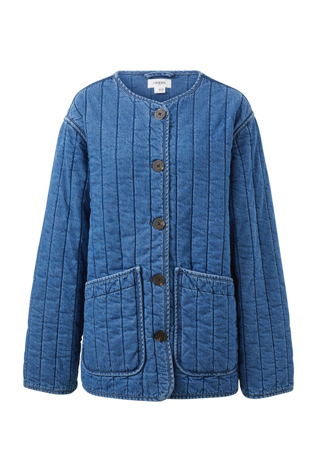 Comfy Quilted Jacket, FRESH INDIGO
