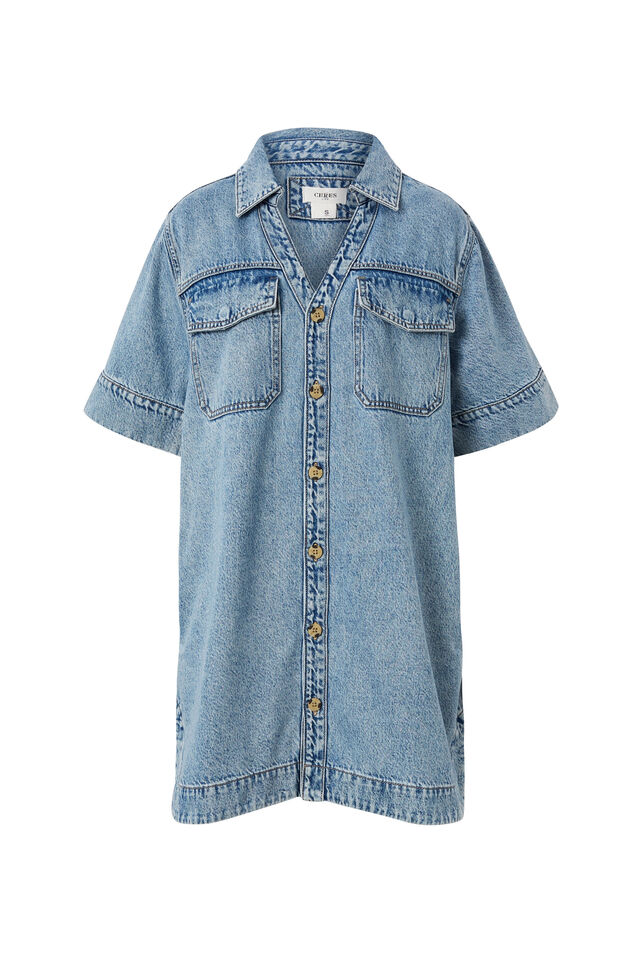 Sammy Relaxed Shirt Dress, VINTAGE BLUE