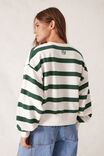 Cropped Slouchy Crew, PINE GREEN STRIPE - alternate image 3