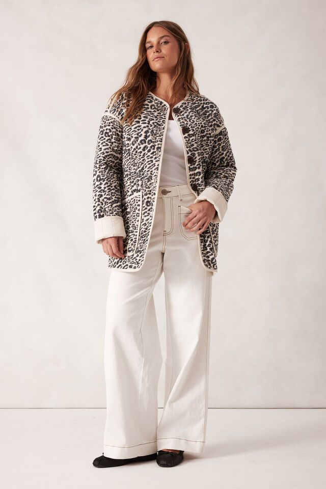 Comfy Quilted Jacket, LEOPARD