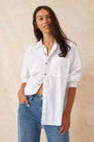 Oversized Poplin Shirt, WHITE - alternate image 1