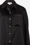 Satin Drape Shirt With Recycled Fibres, BLACK - alternate image 6