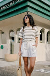 Slouchy Split Hem Tee, EGGSHELL/MOSS GREEN BOLD STRIPE - alternate image 4