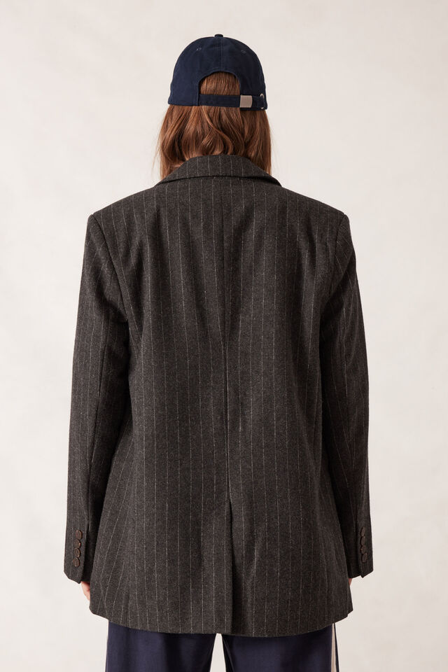 Heritage Blazer, CHARCOAL PINSTRIPE WOOL BLEND