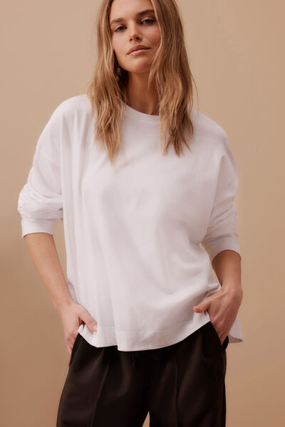 Relaxed Long Sleeve Tee, WHITE