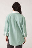 Peta Oversized Shirt, KELLY GREEN STRIPE WHITE COLLAR - alternate image 3