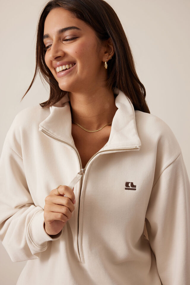 Lonny Oversized Half Zip Sweat, BUFF