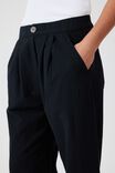 Wide Leg Pleat Front Pant In Cotton Linen Blend, BLACK - alternate image 5