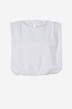 Shoulder Pad Bubble Top In Cotton Linen Blend, WHITE - alternate image 2