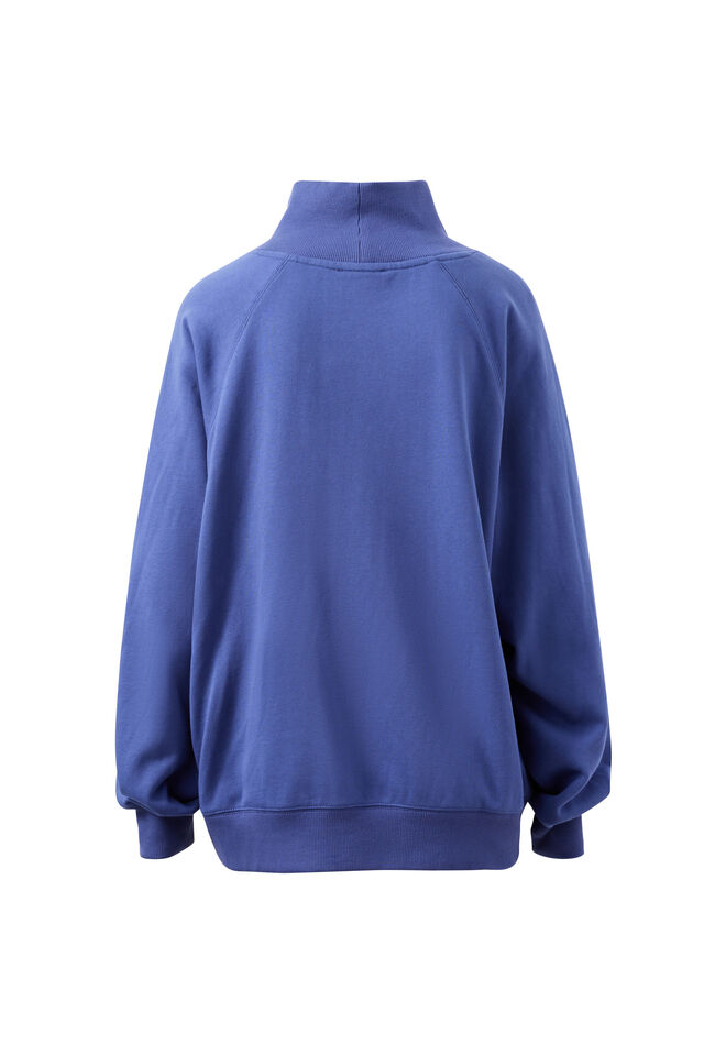 Hildie High Neck Slouchy Crew, WASHED NAVY BUTTER VARSITY